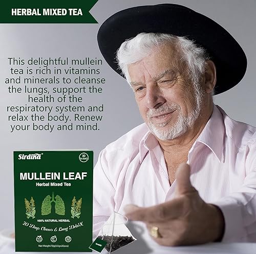 Miniatura 6 de Bolsas de té de gordolobo para pulmones  20 bolsitas de té (2.47 onzas70g), 100% hoja de gordolobo pura natural premium, hoja de menta, hoja de
