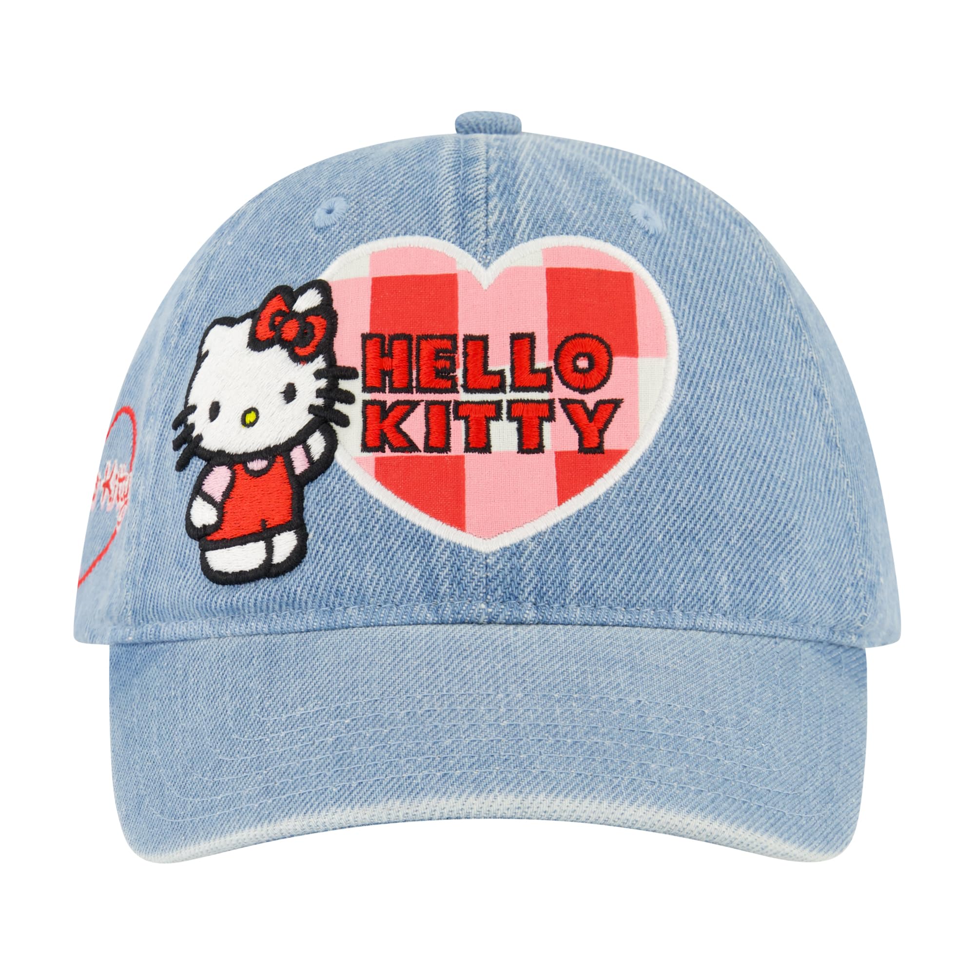 Concept One Women's Hello Kitty Baseball Cap, Adult Bow Tie Hat with Curved Brim, Denim, One Size
