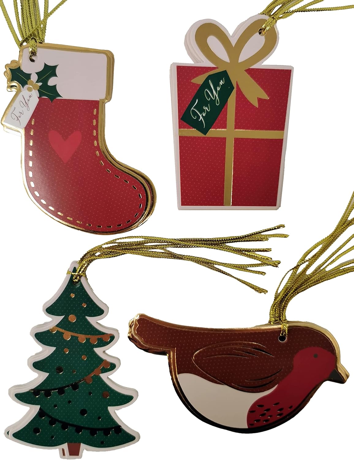 20 Luxury Christmas Shaped Gift Tags - Present Tags : Amazon.co.uk