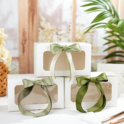 Miniatura 4 de Cinta verde salvia de 1 pulgada verde musgo doble cara satén poliéster cinta 6 rollos 60 yardas regalos de boda envoltura manualidades