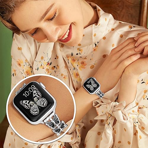 Miniatura 6 de wipalor Correa de mariposa para Apple Watch de 1.772 pulgadas, 1.732 pulgadas, 1.654 pulgadas, 1.732 pulgadas, 1.732 pulgadas, para mujer, correa
