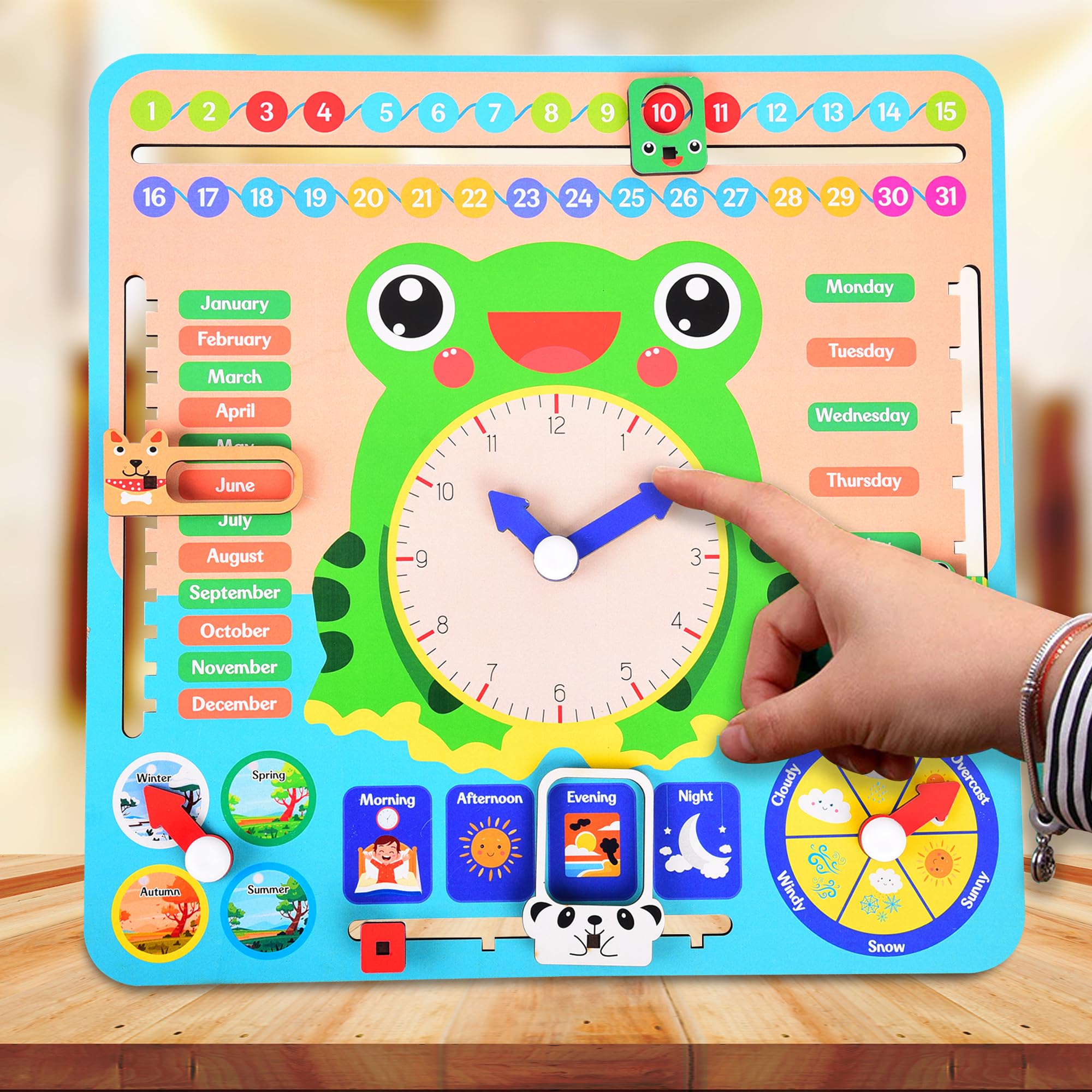 Webby Educational Frog Calendar | Learning Clock | Todays Date | Days of The Week | Months | Seasons | Weather | Learning Toys for Kids at Home | Preschool and Montessori Classroom Calendar (B0D9B5Q74J) Amazon Price History, Amazon Price Tracker