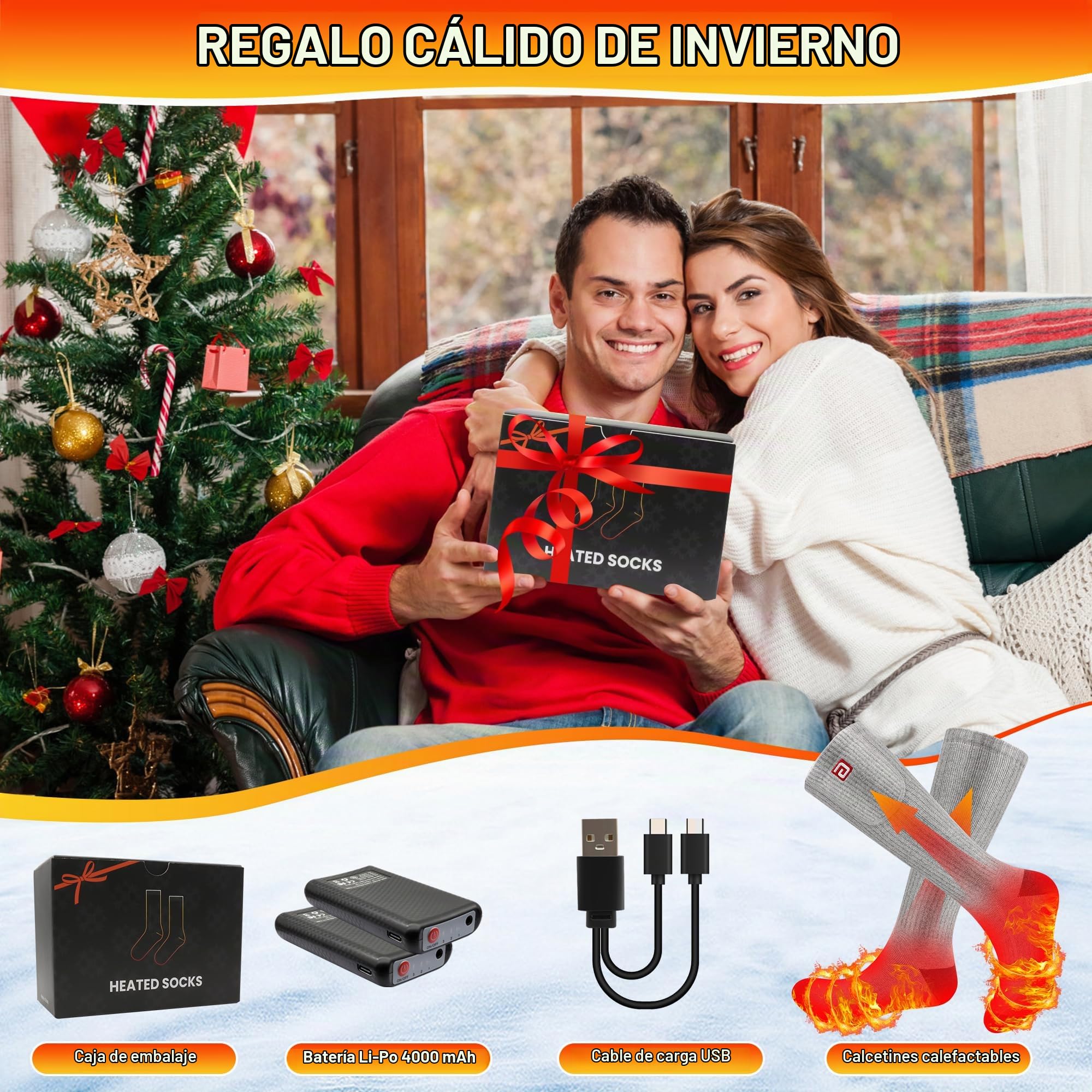 Svpro Calcetines térmicos con batería para Hombre y Mujer, Recargables, para Invierno, cálidos, con 3 ajustes de Calor, Calcetines térmicos calefactados para Senderismo, Camping, esquí, Pesca, Caza
