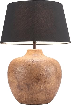Zuo Basil Table Lamp Black, Brown Table Lamp, Modern Style, Ceramic, Lighting Table Lamps, 17.7" W x 17.7" D x 24.4" H