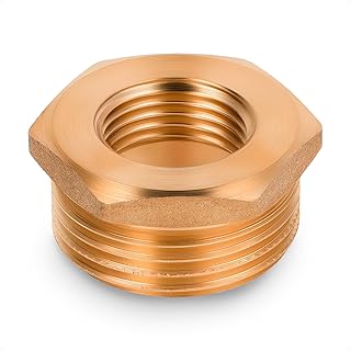 HYDROBIL Water Pipe Plumbing Fittings 1" BSP Male x 1/2" BSP Female Reducer Bushing, BSP Fittings, Brass Plumbing Joints and Connections, 10 Bar, Max. Temp. 95°C, BSP Connector
