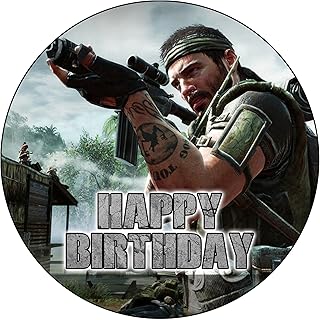 7.5x Inch Edible Cake Toppers – Duty Themed Birthday Party Collection of Edible Cake Decorations
