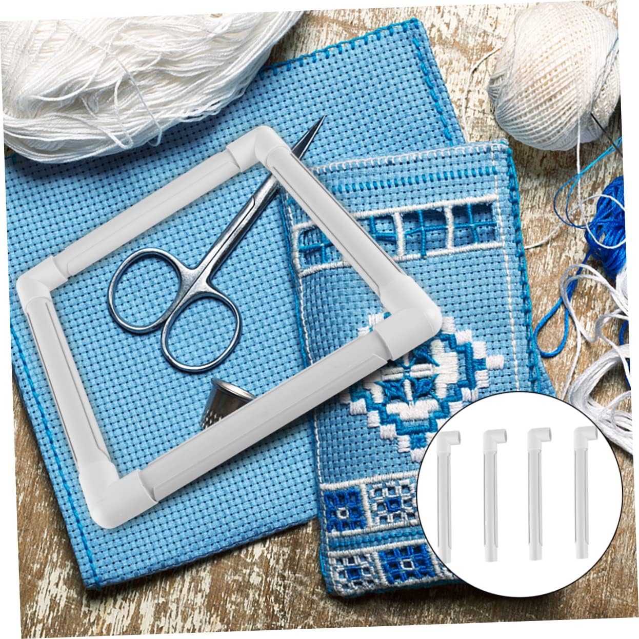 Uonlytech 1Pc Durable Square Clip Frame for Easy Assembly Embroidery and Cross Stitch Tool for DIY Craft Projects and Needlework