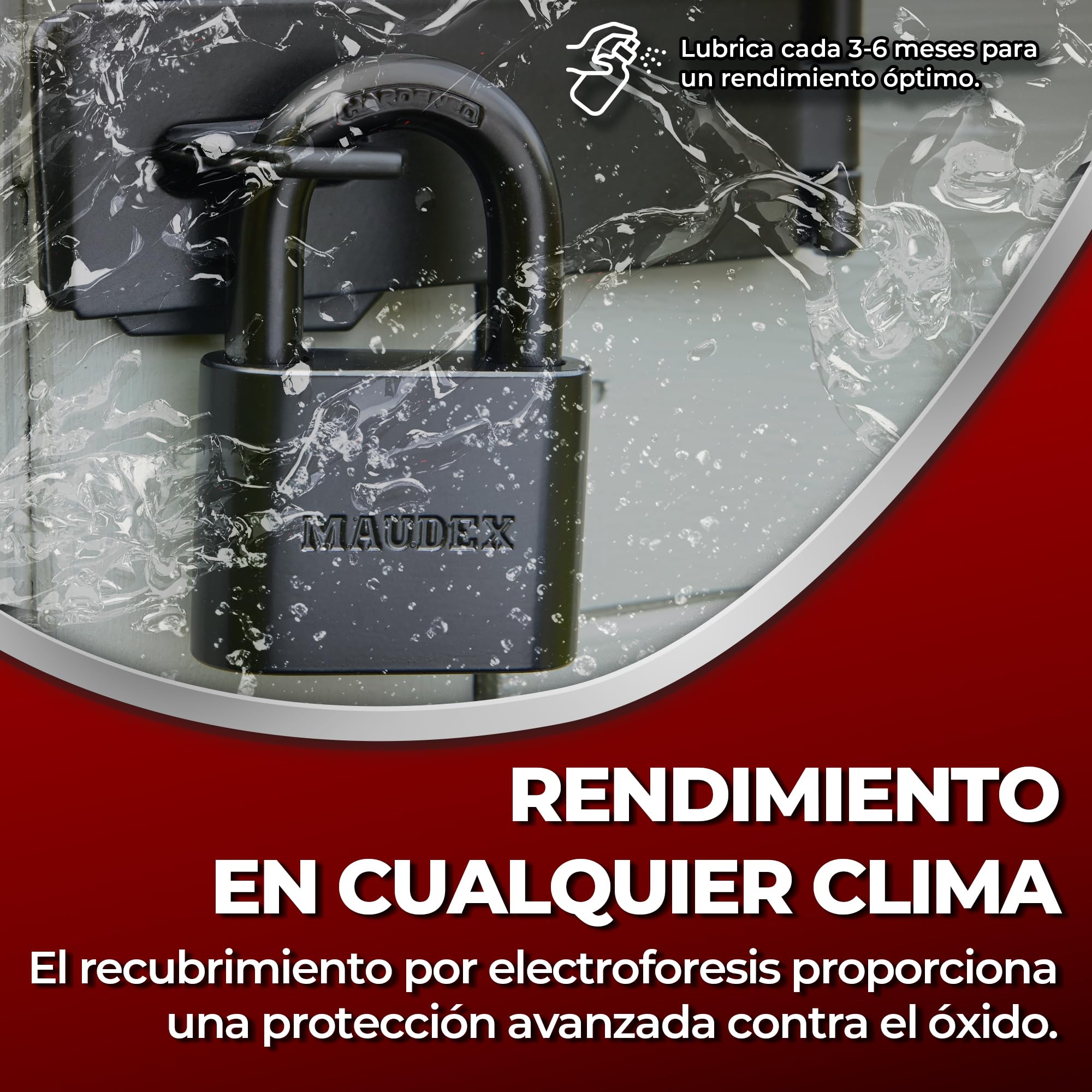 Maudex® PBK50 Candado: protección para todo tipo de clima con 5 llaves, cilindro de latón y recubrimiento resistente a la intemperie para cobertizos, portones, almacenes y más