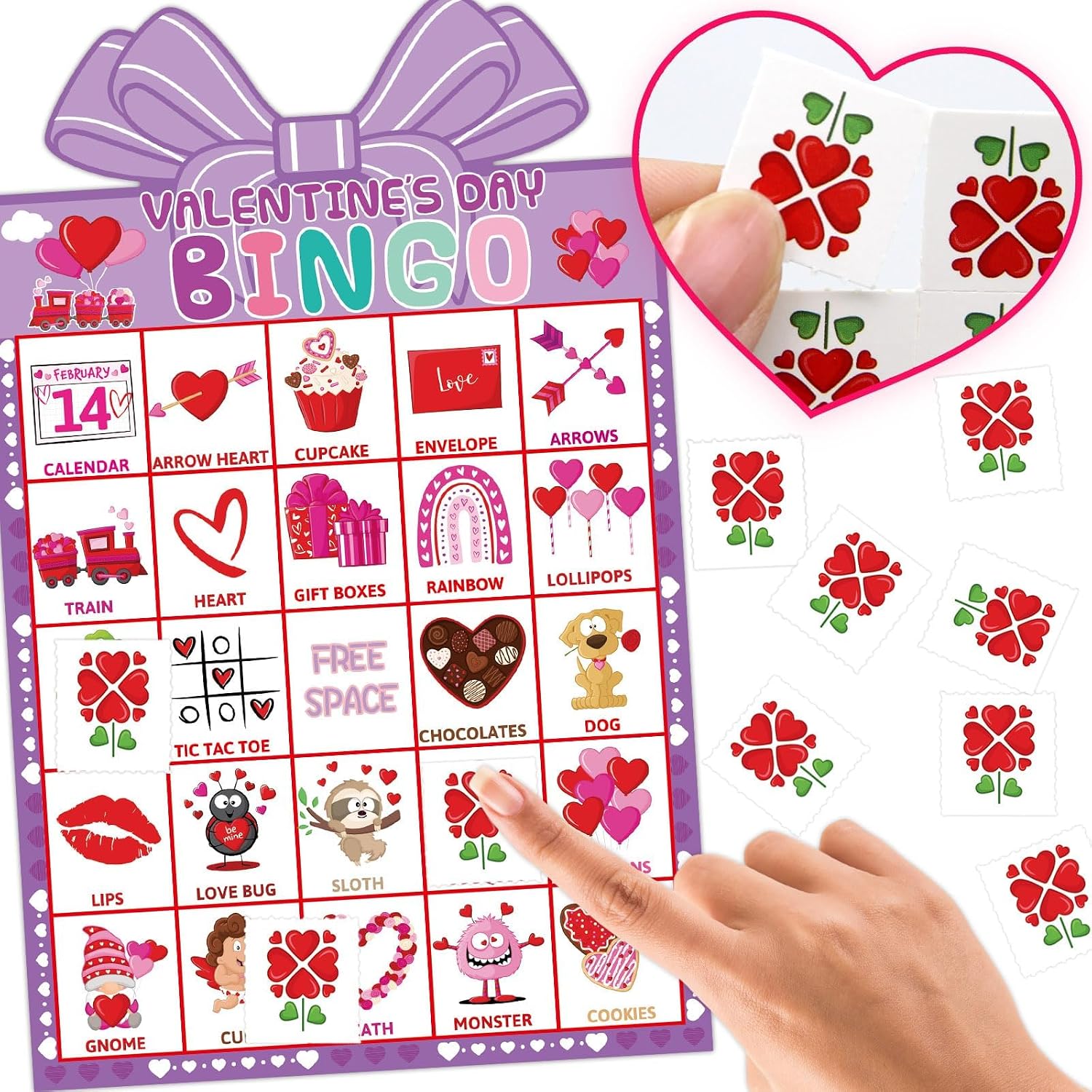 Fancy Land Valentines Day Bingo Game for Kids 24 Players Party Activities image 4