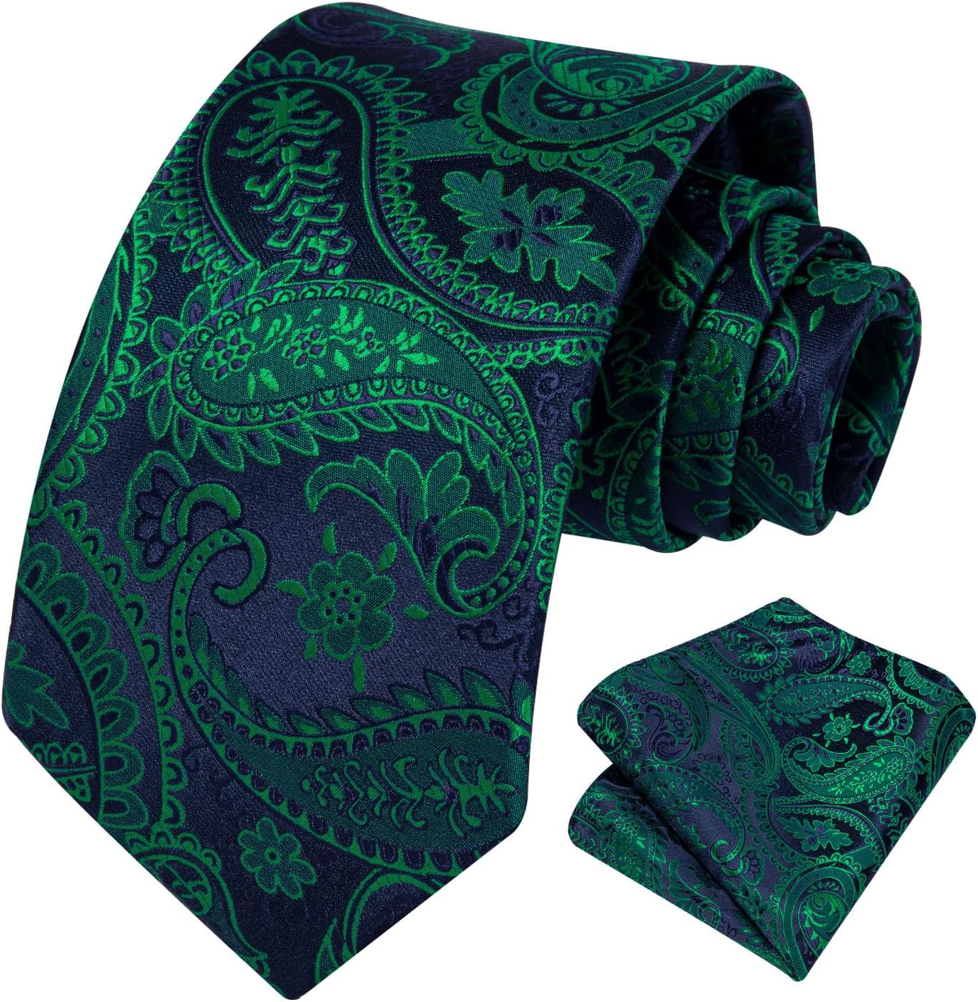 HISDERN Ties for Men Paisley Floral Tie Handkerchief Classic Woven Business Formal Necktie and Pocket Square Set Wedding - Image 7