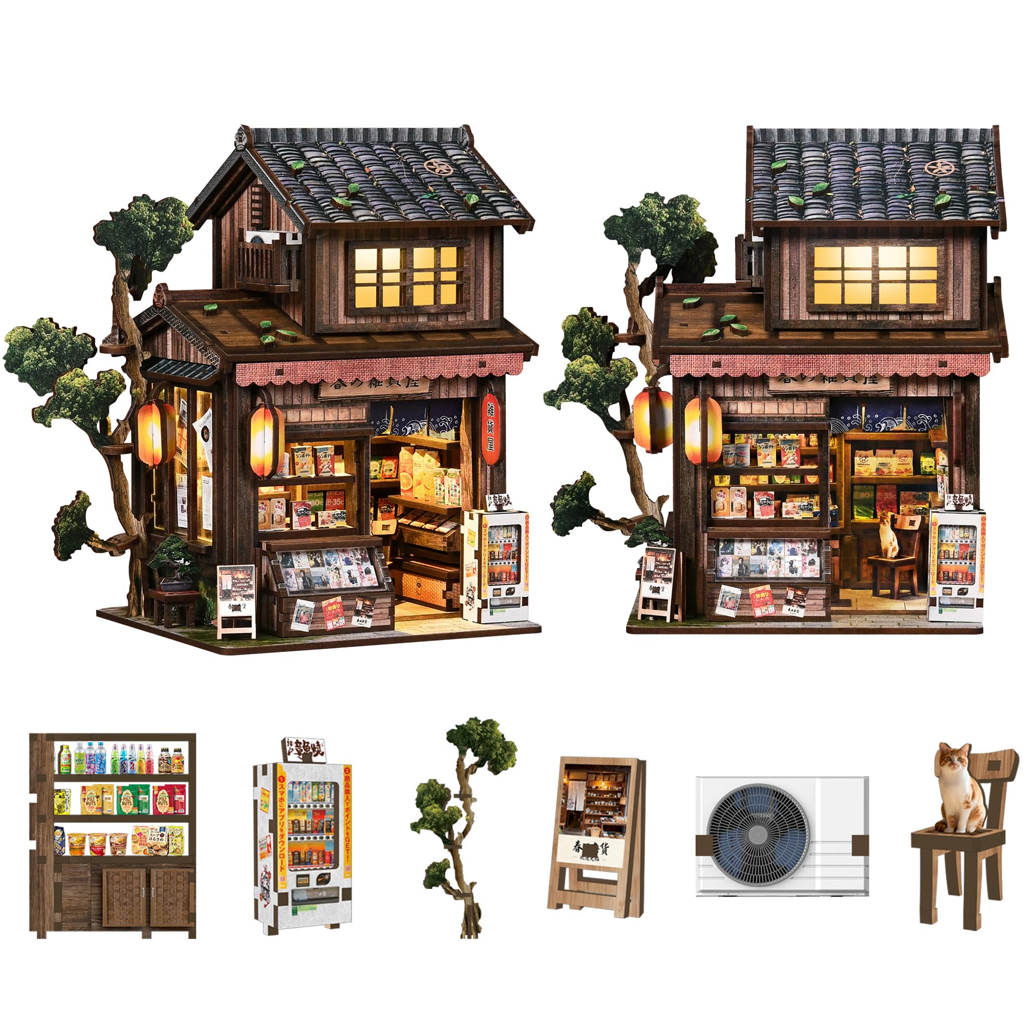 Spilay Kit fai da te in miniatura, casa delle bambole in miniatura, con carillon, mini kit per la costruzione di una casa, angolo libro per adulti, decorazione creativa per libreria e regalo unico