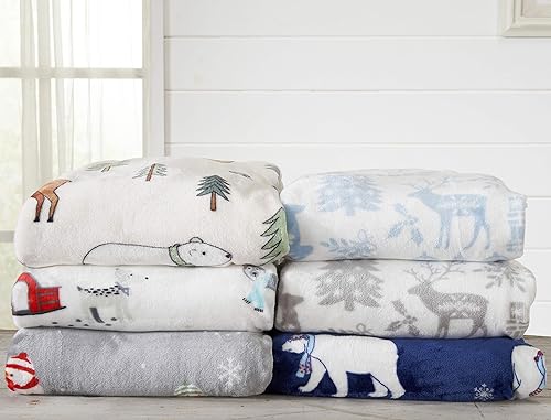 Miniatura 4 de Great Bay Home - Manta decorativa para navidad. Diseño de navidad de terciopelo supersuave.