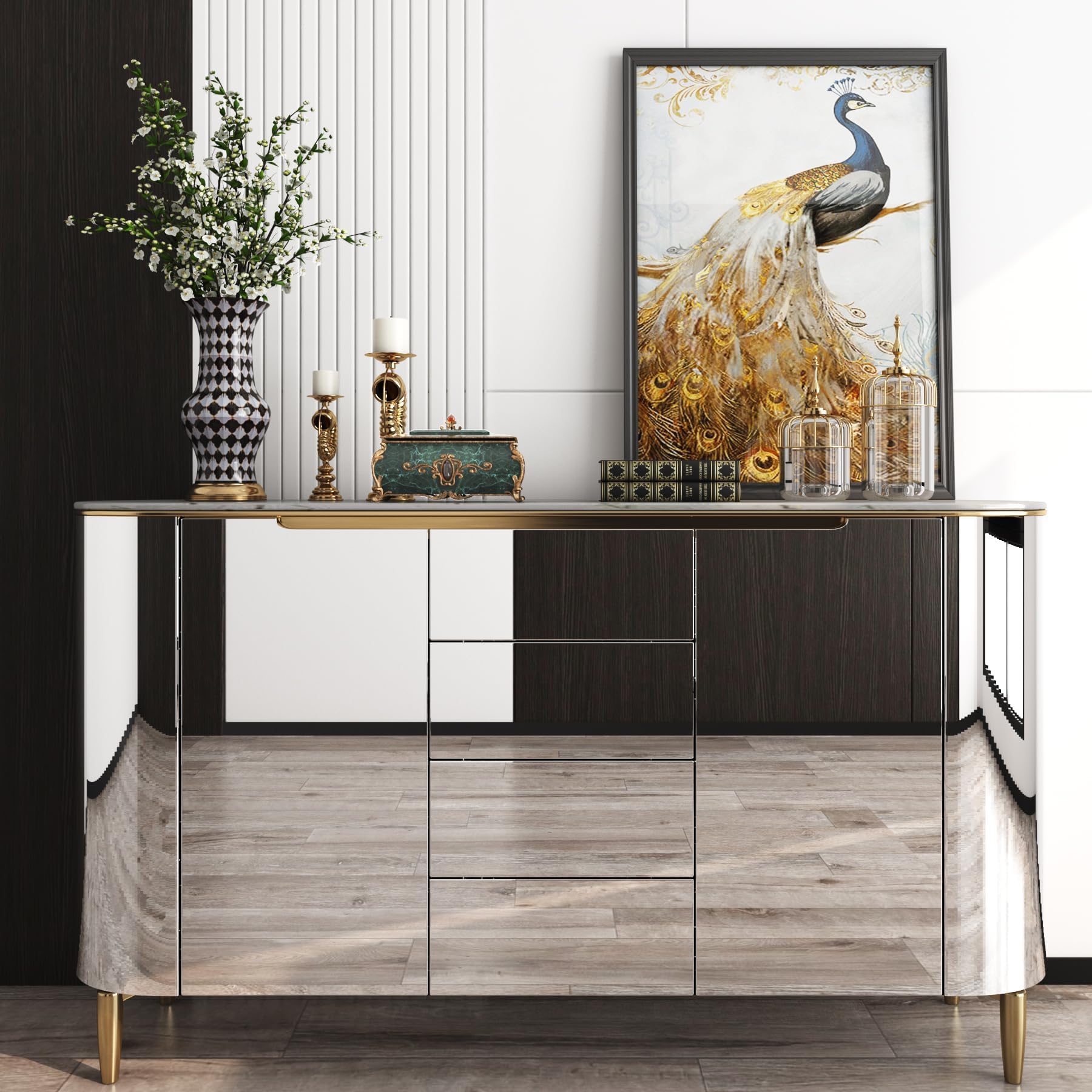 Yenhome Papel Espejo Pintado para Mueble Plateado para Baño 60x500cm Papel Espejo Adesivo Flexible Decorativos para Muebles Aluminio Vinilo Muebles Baño Cocina Impermeable Frigoríficos