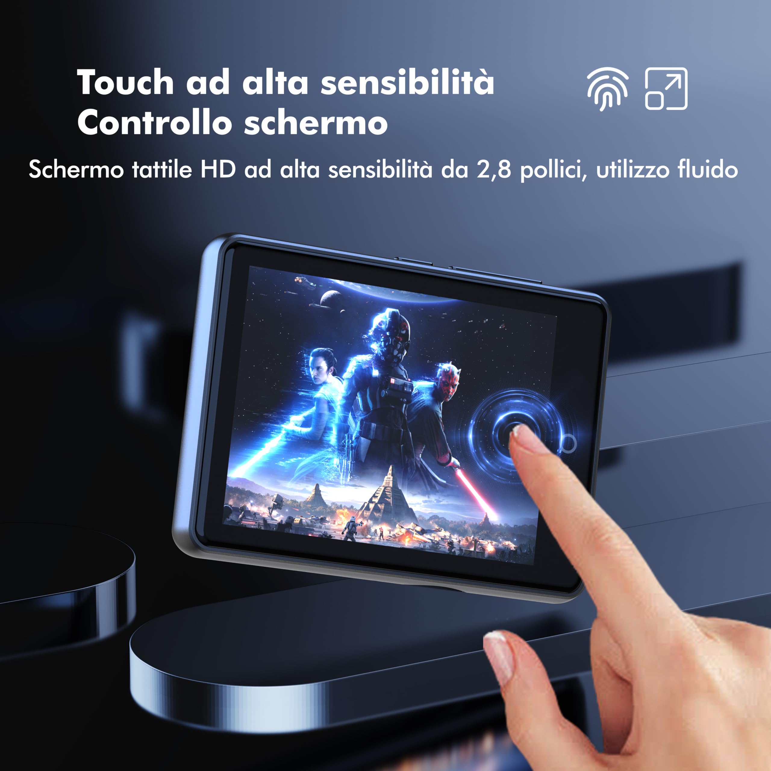 32 GB Lettore MP3 con Bluetooth 5.3, portatile altoparlante per bambini | Qualità audio HiFi, Touch screen da 2,8 pollici, Radio FM, Registratore vocale, Supporta schede TF fino a 128 GB (Nero)