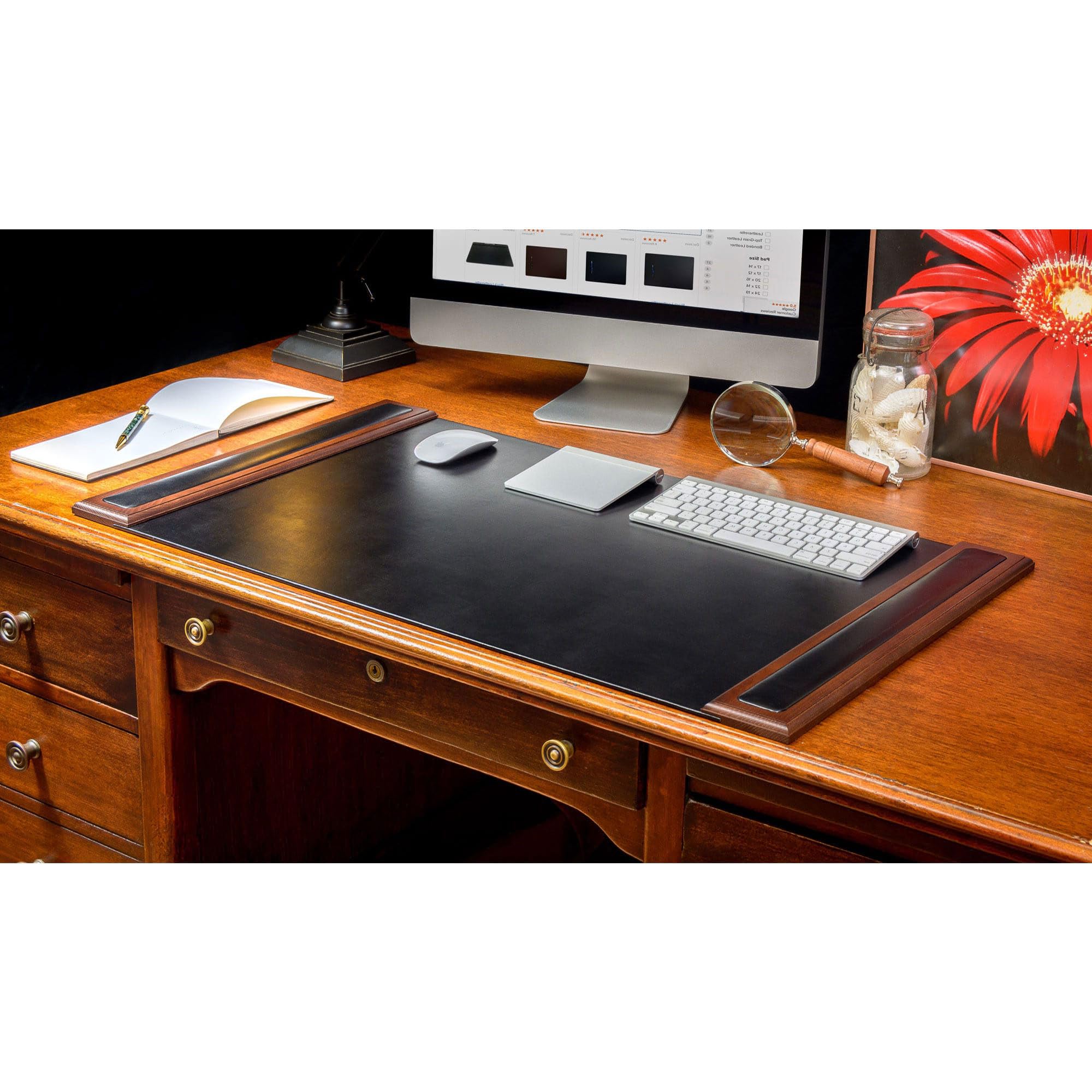 Dacasso Pad With Side Rails Luxury Leather Desk Blotter For