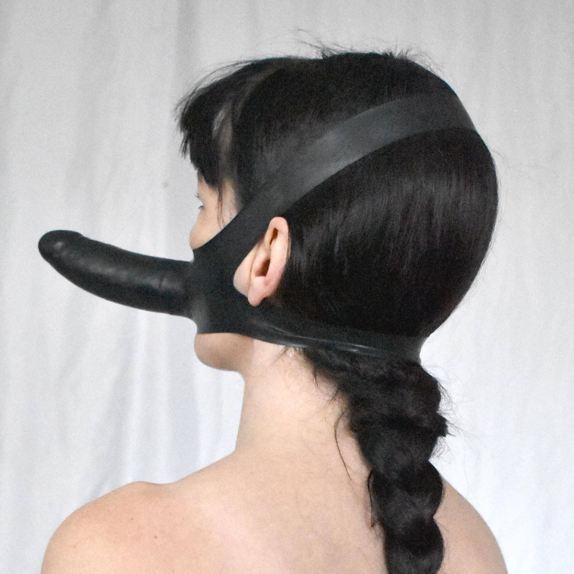 Mordaza BDSM de Látex con Dildo, Dildo Mordaza & Consolador Facial, SM Fetiche Bondage Arnés, Mouth Gag & Mordaza Sexo, Juguete Sexual para Parejas