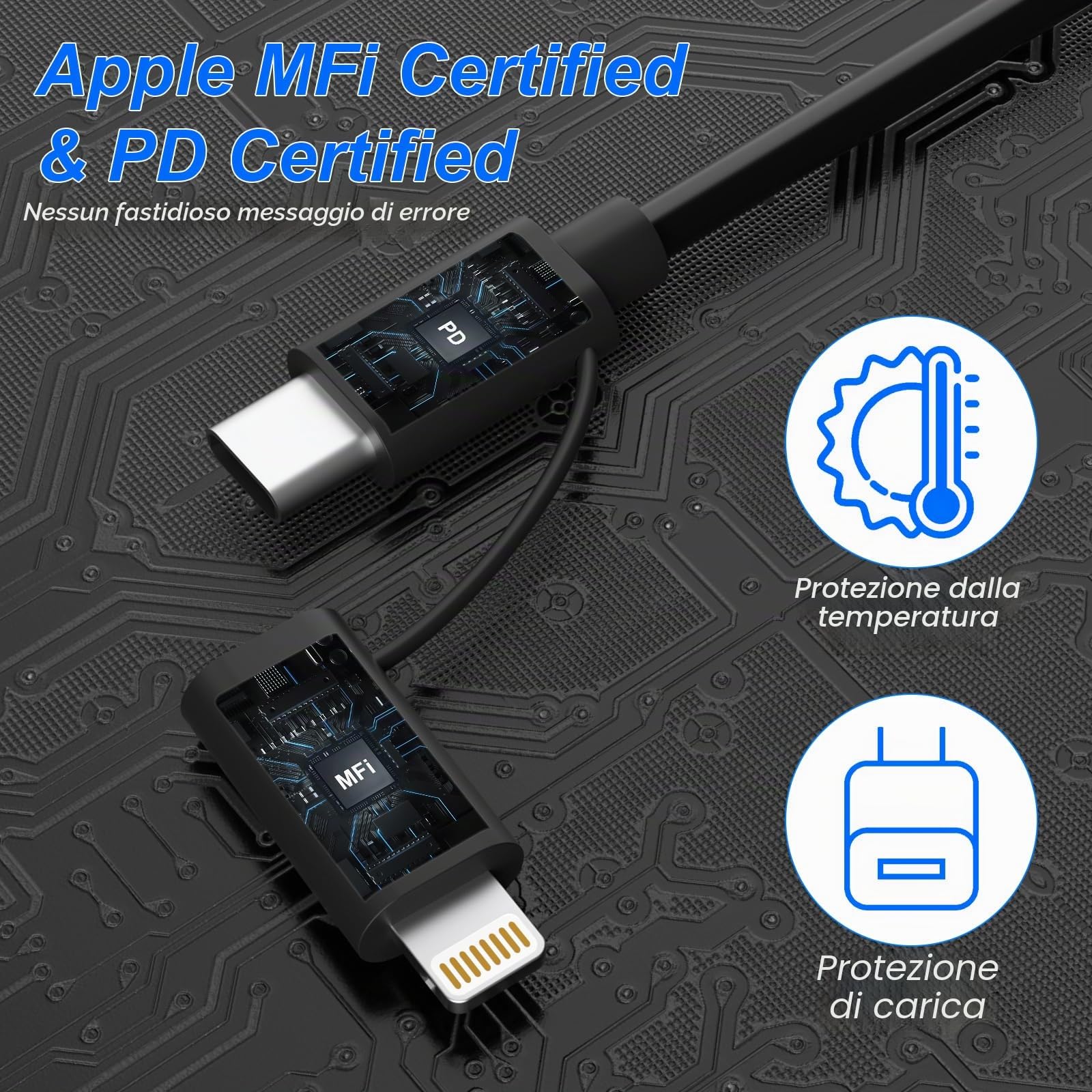 Cavo USB C e Lightning 4 in 1 [Certificato MFi] iPhone CarPlay e Android Auto, ricarica rapida e sincronizzazione dati da 60 W, cavo di ricarica multiplo a spirale per iPhone/Android/iPad/laptop