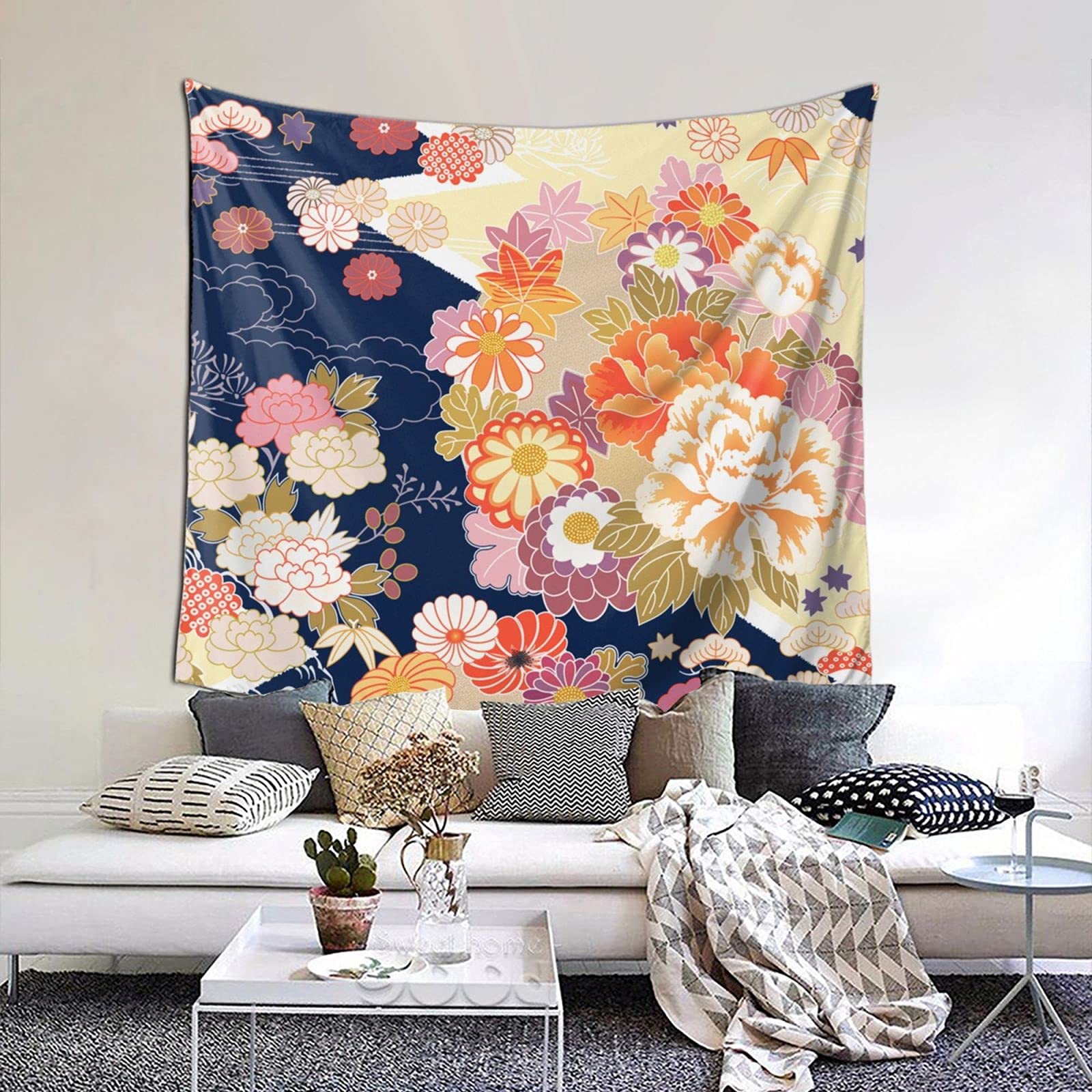 壁掛け タペストリー 着物 和柄 Amazon.co.jp: 和風 和柄 着物 文様 伝統的 タペストリー 多機能