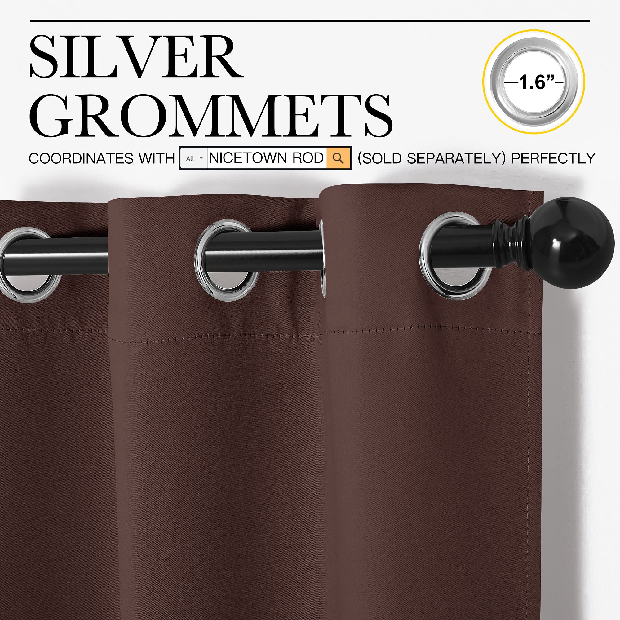 NICETOWN Nursery EsseKGUSial Thermal Insulated Solid Grommet Top Blackout Curtains - Image 3
