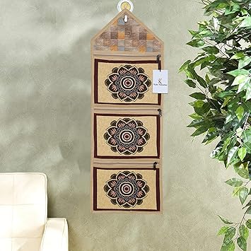 Kuber Industries Printed Design Cotton Wall Hanging Magazine Letter Holder(Cream) - CTKTC031479