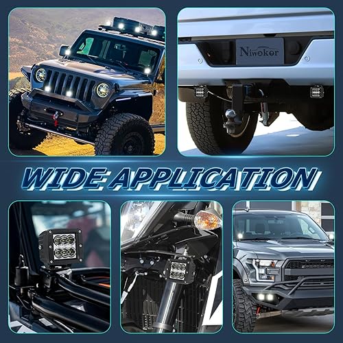 Miniatura 7 de Niwaker - Luces LED en forma de cubo, 120 W, 2 unidades, luces de conducción todoterreno de 3 pulgadas, luces de trabajo, barra de luz LED, luces