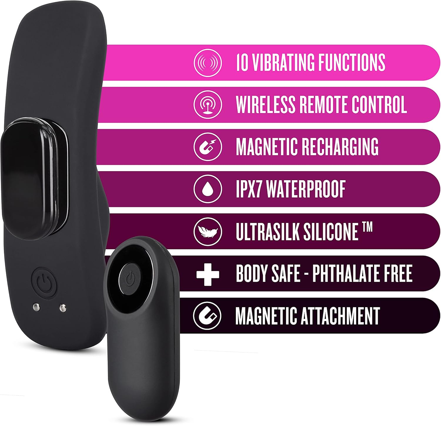 Blush Temptasia 3.75" Remote Control Panty Vibrator - Wearable Magnetic Panty Vibrator for Women, 10-Mode USB Charge - Quiet Secret Naughty Foreplay in Public or w/Partner - Adult Sex Toy for Couples