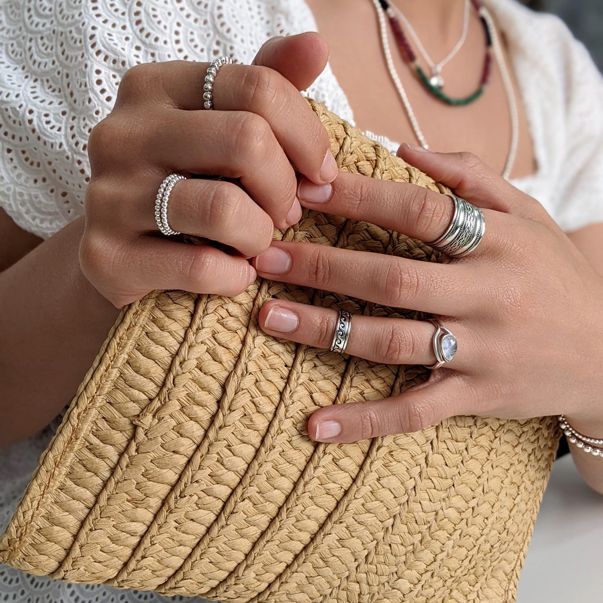 Silverly Anillos para el pulgar de plata de ley 925 para mujer | Anillo celta ancho para hombre con diseño de cuerda | Anillo de pulgar trenzado con barril | Anillos de compromiso