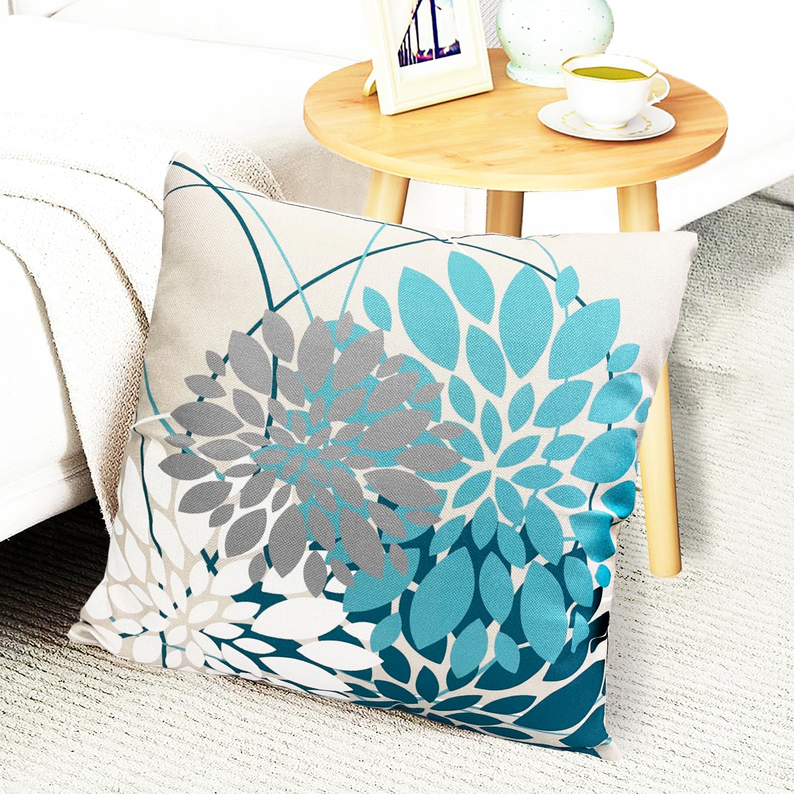 Juego De 4 Fundas De Almohada Decorativas De Color Azul Rey De 20 X 20 Pulgadas, Funda Cuadrada De Lino Para Dormitorio, Sala De Estar, Sofá, Interior, Exterior, Patio, Automóvil, Decoración