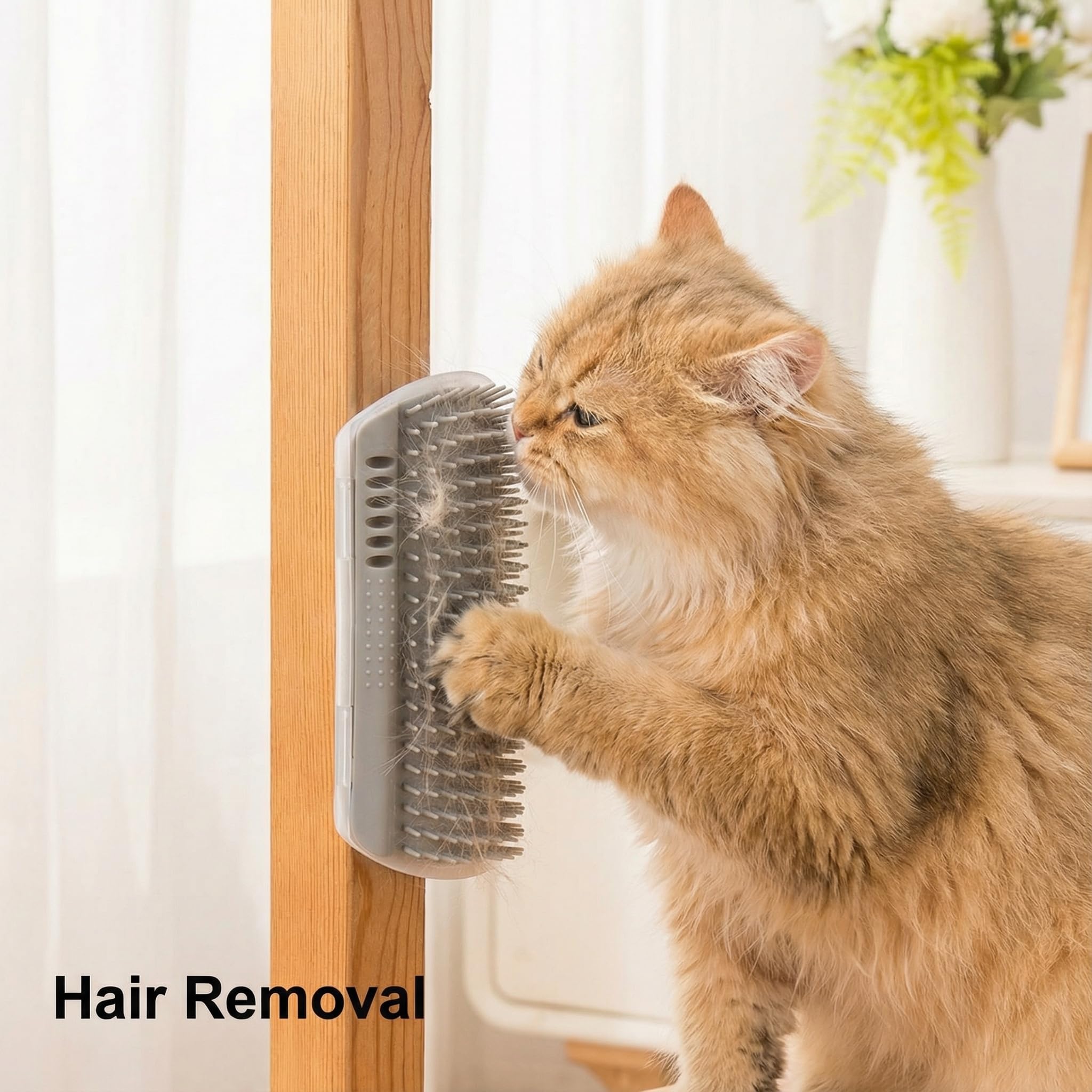 Cat Scratcher, Gray Soft Silicone Grooming Supplies Wall Mounted Corner Cat Scratcher Curls Face Rubbing Post Self Groomer for Indoor Massage and Shedding Hair Removal - image 6