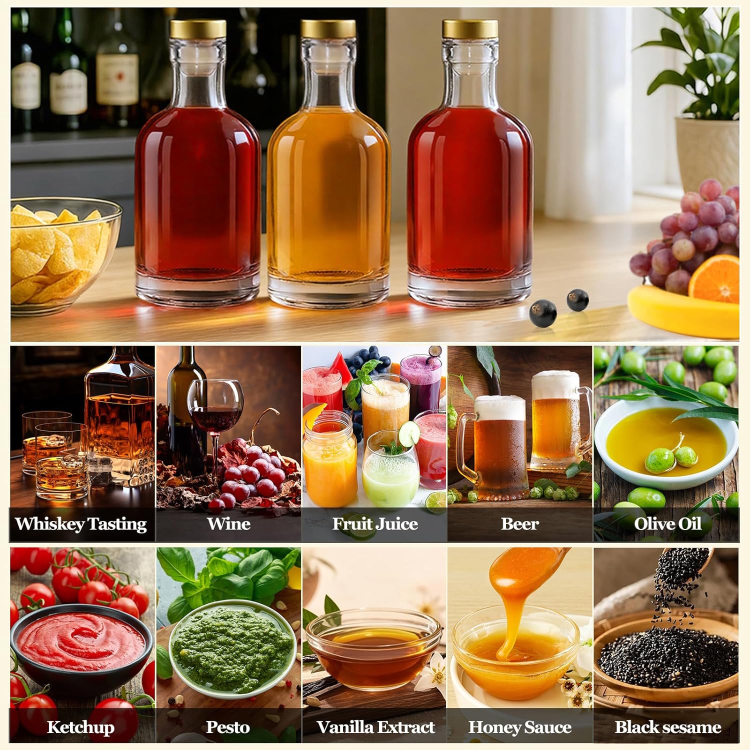 12 oz/375ml Clear Glass Bottles with Cork, 12 Pack Clear Liquor Bottles, Thick Heavy Base Airtight Wine Bottles for Beverages, Liquor, Whiskey, Oil, Vinegar, Wedding Favors & Crafts