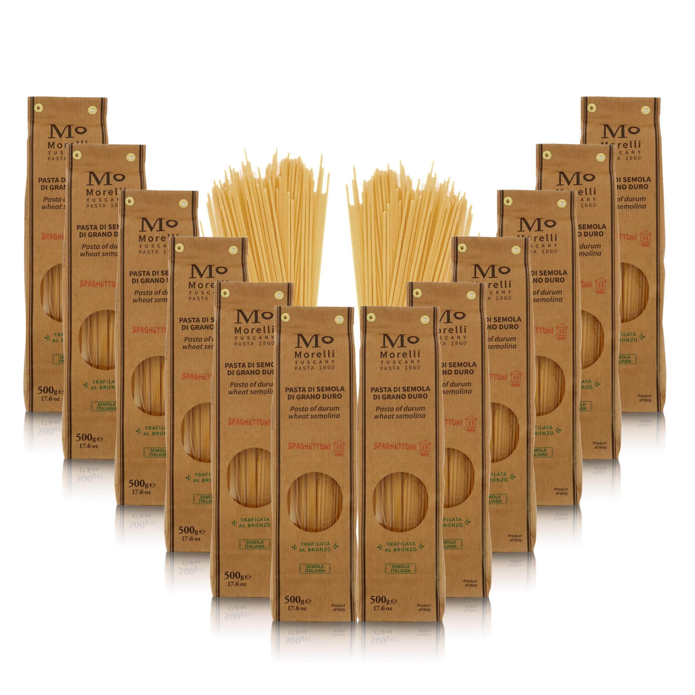 Antico Pastificio Morelli 1860 Srl Spaghettoni, Pasta Italiana De Sémola De Trigo - Lote de 12 x 500g