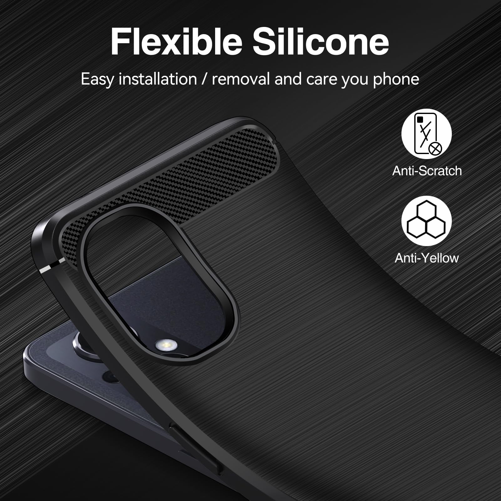 IVoler Cover Oppo Reno8 Lite / Reno8 Lite 5G, Custodia Antiurto Grado Militare TPU Morbido Nero, Design Carbonio Anti-Impronte