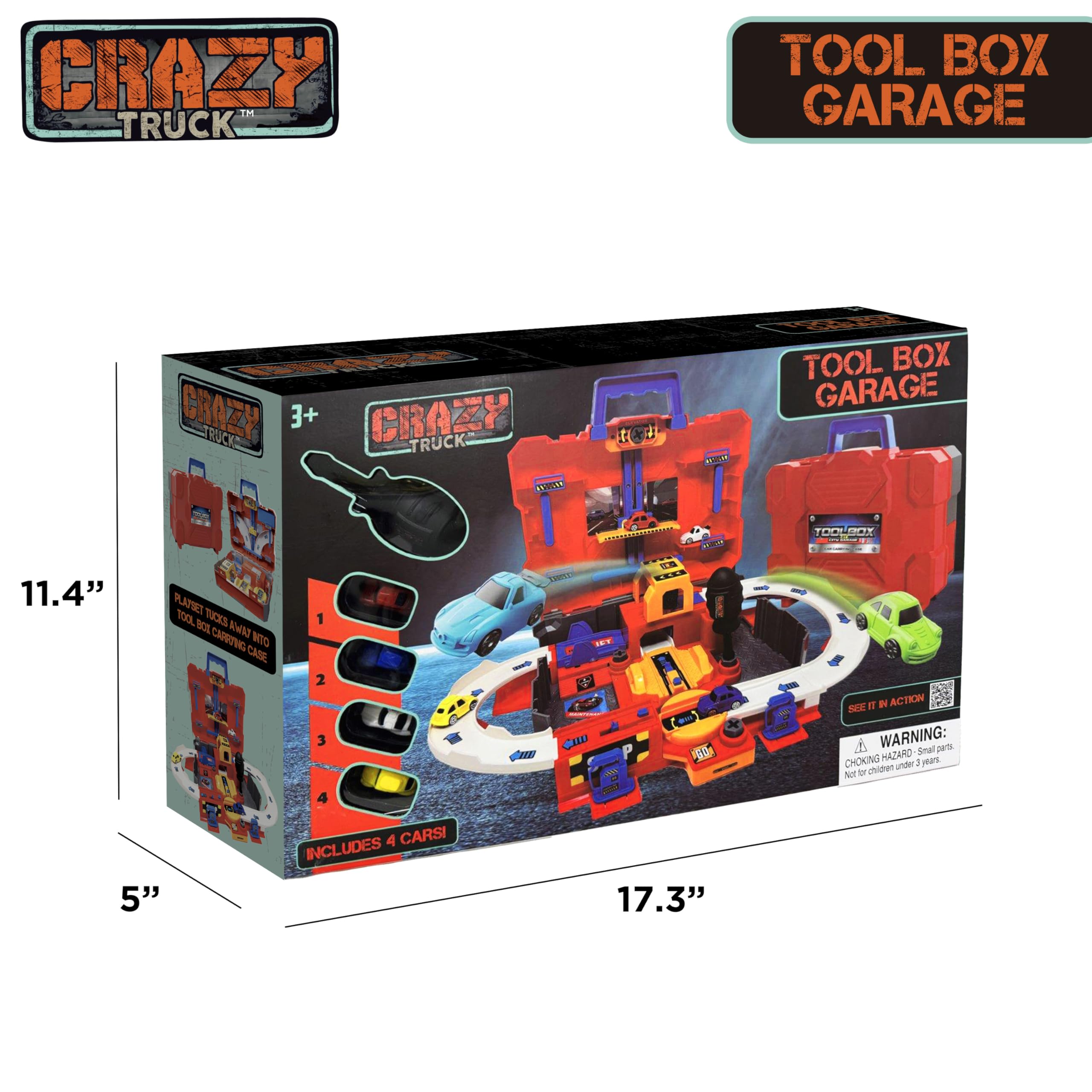 Crazy Truck 28 Piece Toolbox Playset - Toddler Car Playset with