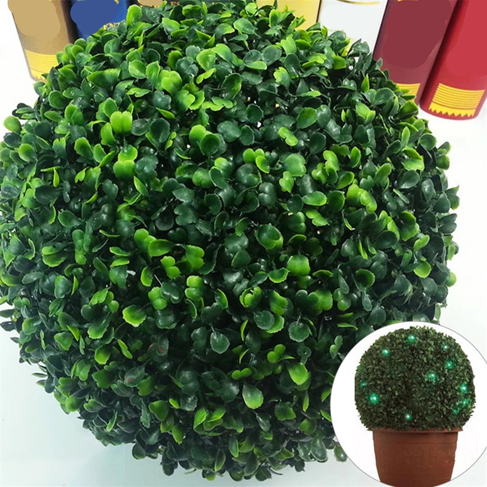 Palla Artificiale Foglia Topiaria Pianta artificiale verde topiaria palla piante finte palle di decorative for casa patio giardino balcone decorazione matrimonio puntelli(Green 15cm)