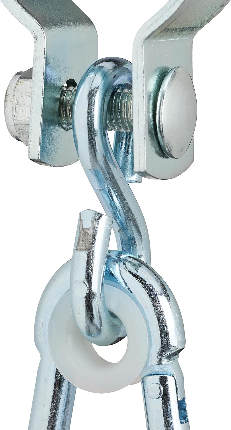 Relaxdays Swing Hooks with Carabiners, Set of 2 Cuff Hooks, 50 mm, Swing Attachment, Stainless Iron, Silver