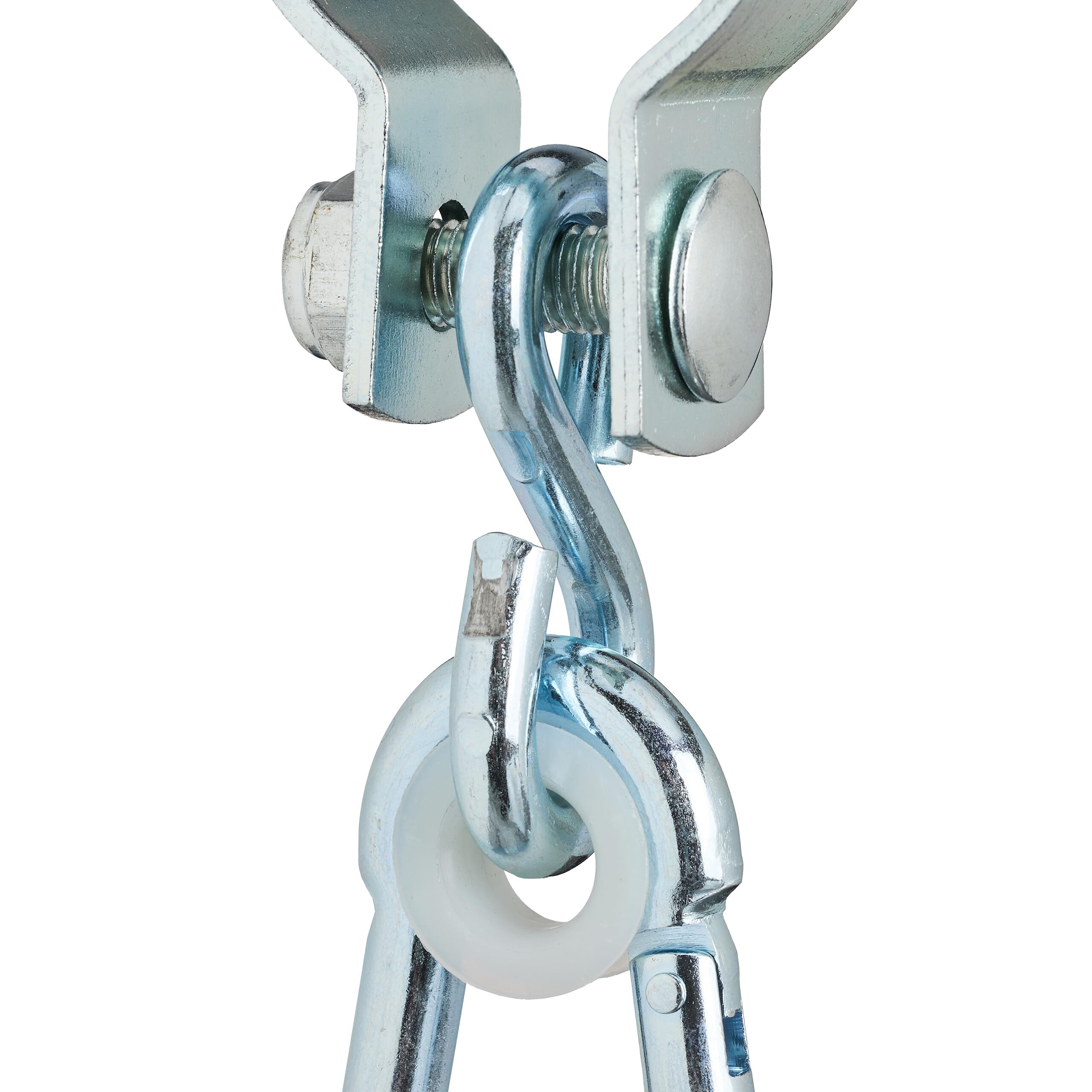 Relaxdays Ganci per Altalena a Bilico con Moschettoni, Set di 2, 50 mm, Anello di Fissaggio, Ferro Antiruggine, Argento