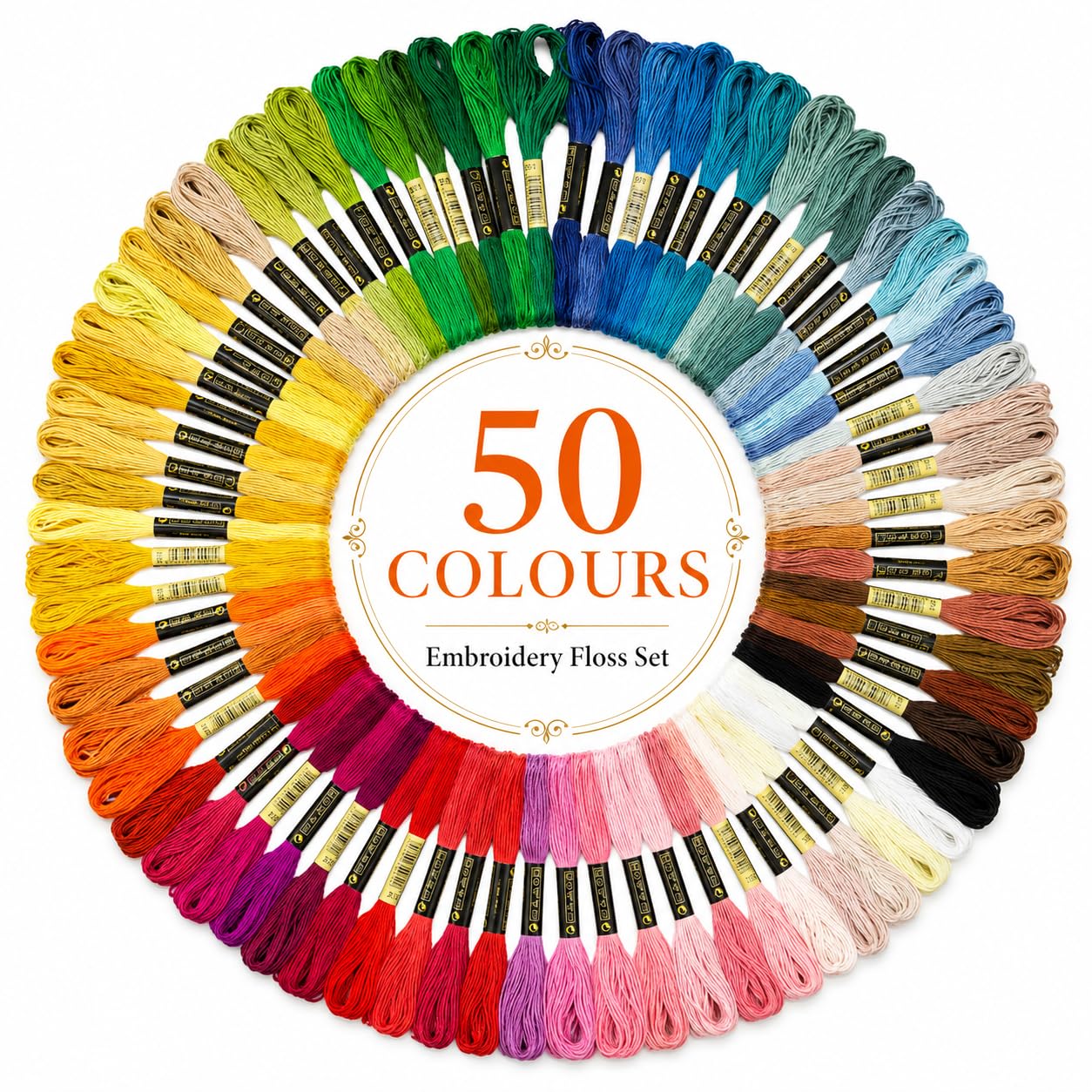 50 Colours Embroidery Threads, Cotton Cross Stitch Floss Kit for Beginners, Friendship Bracelets, Sewing, Punch Needle & DIY Crafts