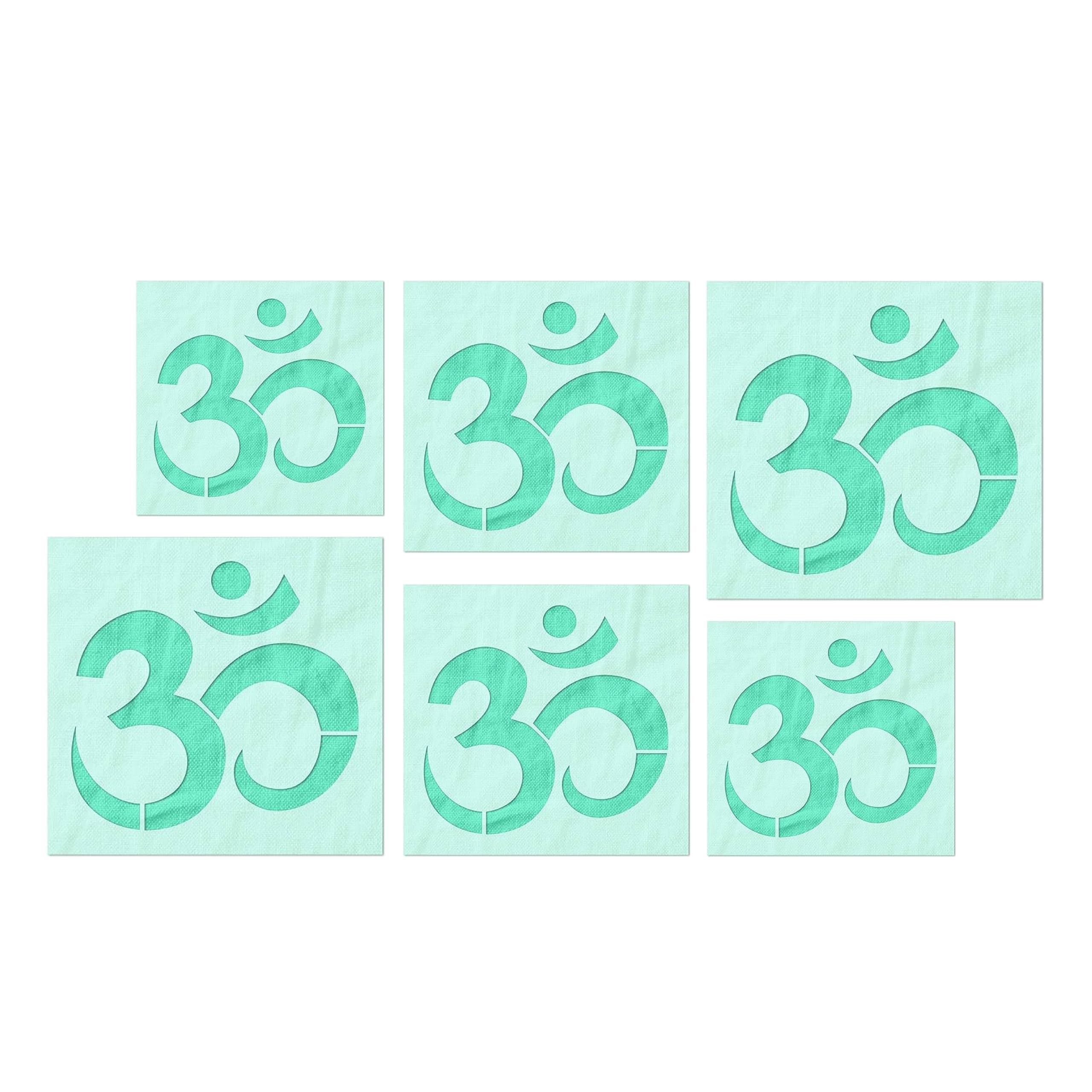 Pochoir symbole OM Lot de 6 en plastique Mylar réutilisables pour loisirs créatifs