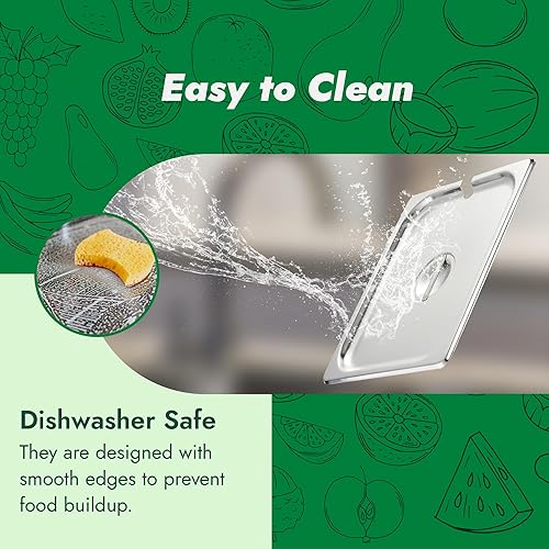 Miniatura 132 de HECMAC Paquete de 6 tapas de sartén de hotel de tamaño completo, acero inoxidable, tapa de sartén de alimentos con asa, calibre 23