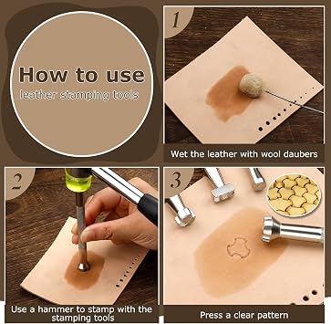 Jupean 6 Pcs Leather Stamps Leather Stamping Tools, Leather Stamping Kit Special Shape Stamp Punch Set Carving Leather Craft Stamp Handmade Art Tools