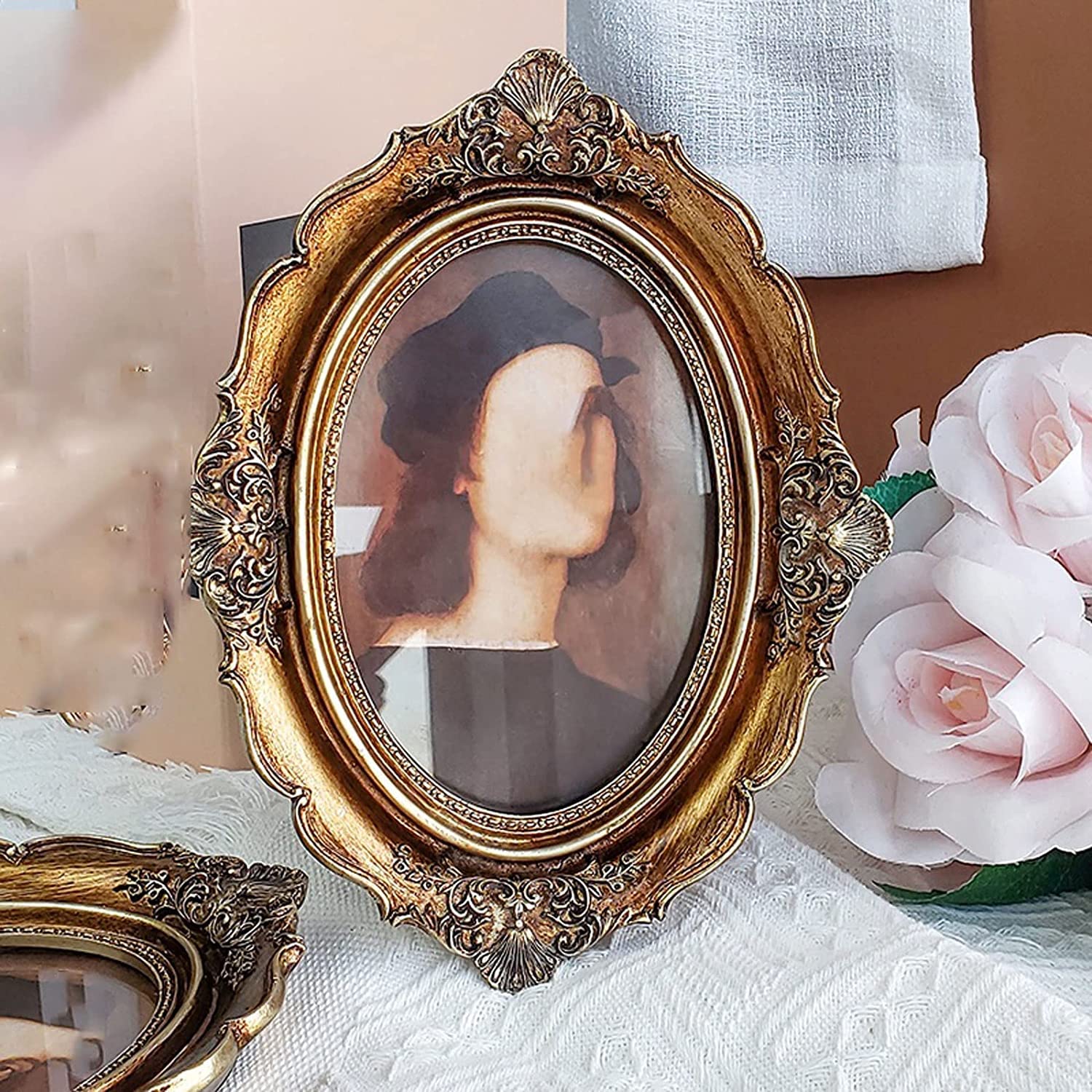 アンティーク 大型 真鍮 オーバル アートフレーム イタリア製 イタリア製 輸入雑貨 ミラー 楕円 オーバル 62X82 縦横兼用