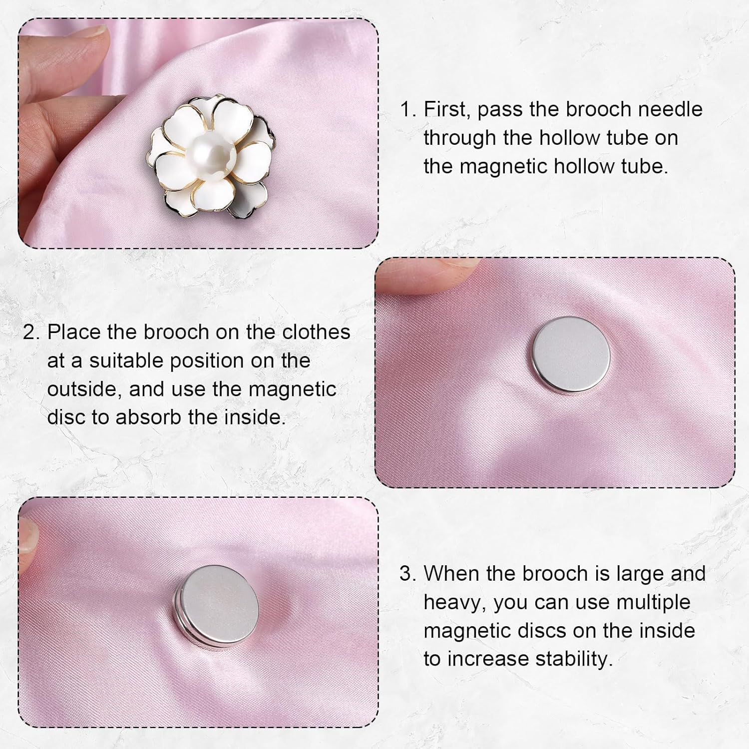 8 Pairs Mini Magnetic Pin Brooch Converters, Magnetic Clasps for Clothing Metal Pin Backs Almost Invisible for Hijab Scarf Shawls Thin Fabric