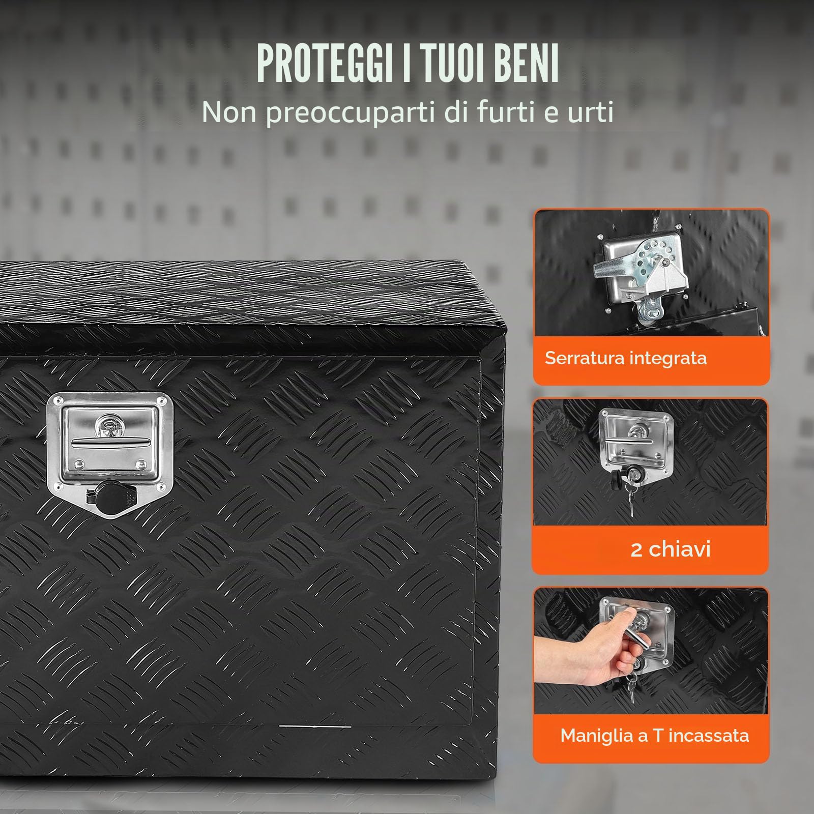 VEVOR Cassetta porta attrezzi per camion autocarro sottoscocca, Cassetta degli attrezzi 914x432x457mm, Scatola portaoggetti per pick-up, Lega di alluminio, Cassetta porta attrezzi carico 40 kg
