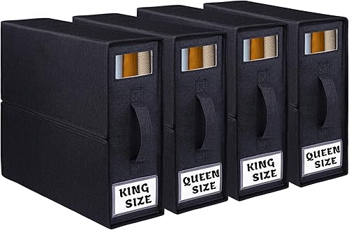 SALWA - Organizador de sábanas (paquete de 4, gris) - Tamaño de sábana tamaño KingQueen - Organizadores de sábanas y almacenamiento - Caja de