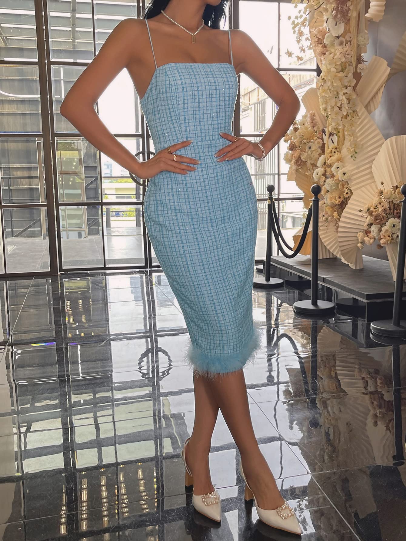 fuzzy blue dress Amazon.com: SENTANA Women Plaid Print Trim Cami Dress The Women's Apparel (Color : Baby Blue, Size : Medium) : Clothing, Shoes & Jewelry Day dress size:L/UK14 style design High Waist Gentleman Trousers