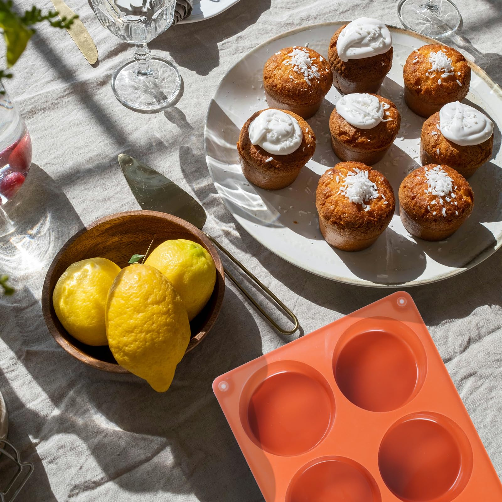Paquete De 1 Moldes Redondos Para Galletas De Chocolate, 6 Cavidades, Moldes De Silicona Para Hornear, Como Molde Para Magdalenas, Tartas De Queso, Brownie 26,8 x 18,8 x 3,5