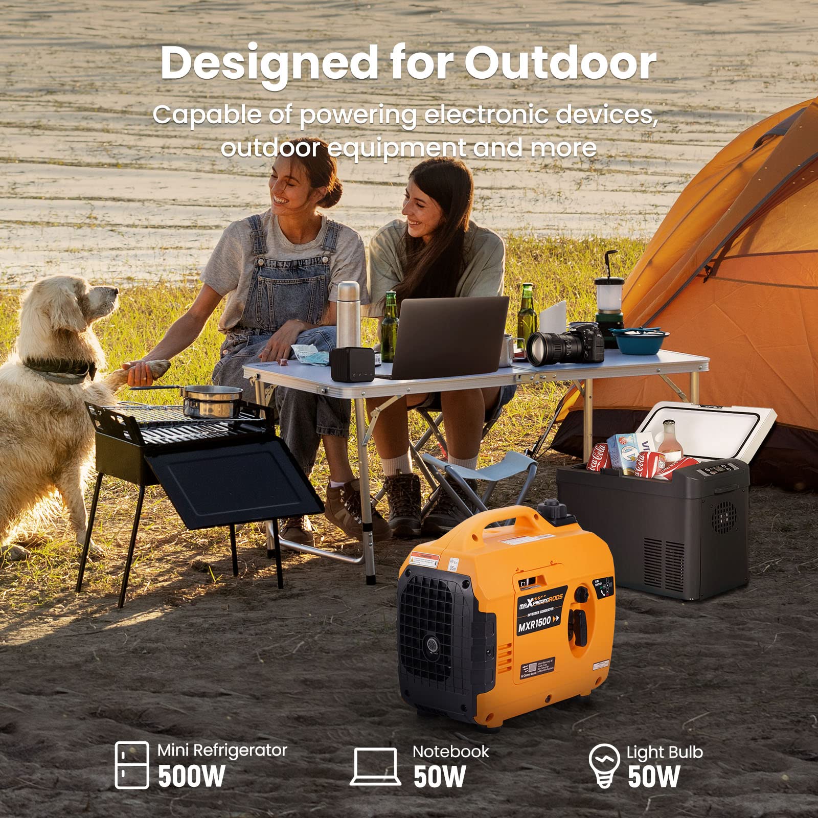 maXpeedingrods Inwerterowy generator prądu 1200 W, benzynowy, 4-suwowy | lekki jako awaryjny agregat prądotwórczy do garażu