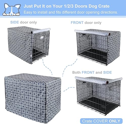 Miniatura 10 de Explore Land - Funda para jaula de perro de 48 pulgadas, de poliéster, resistente, ajuste universal para jaula de perro de alambre (negro)