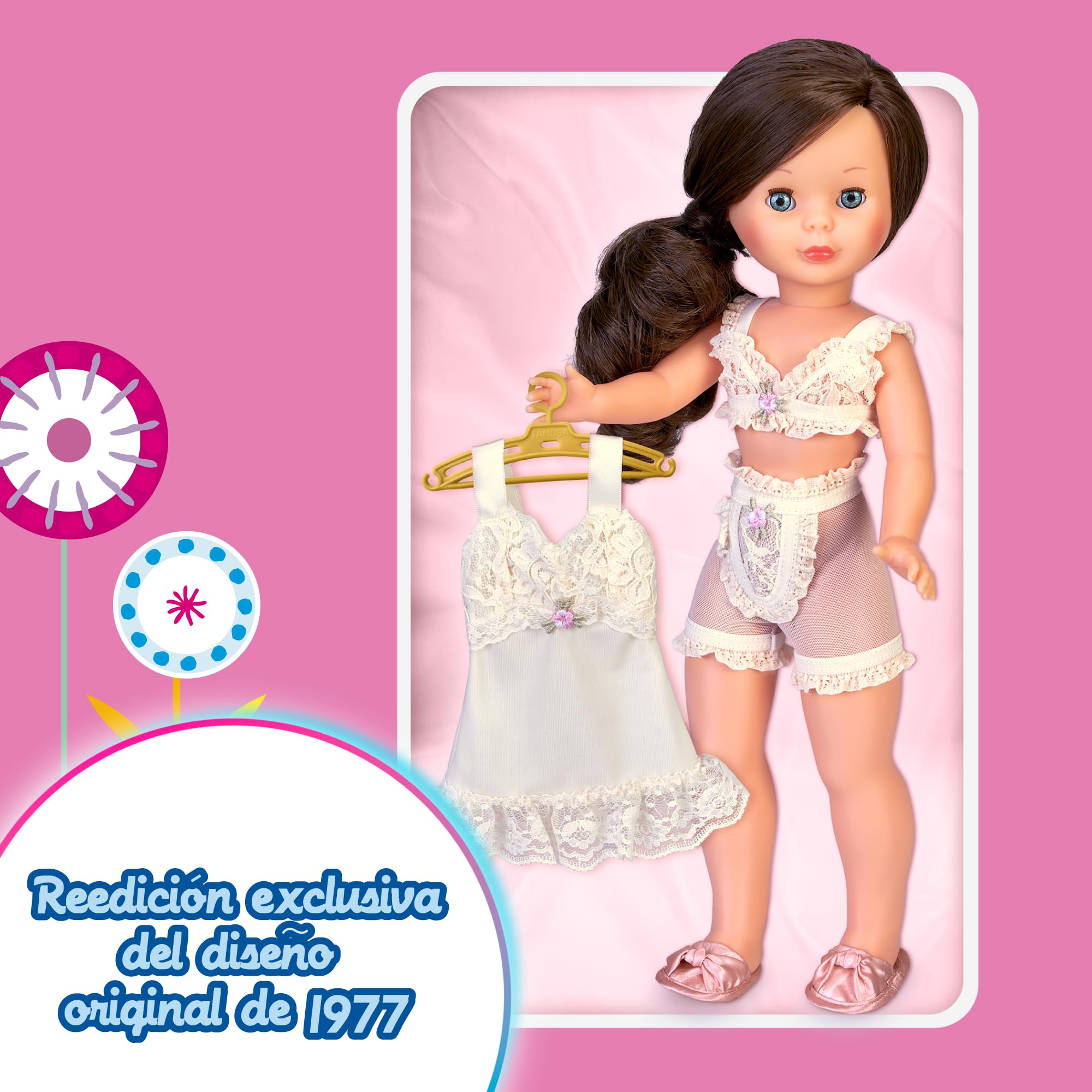 Nancy Colección Conjunto Intimate, Conjunto de Ropa Íntima para Muñeca de Colección, Reedición de un Set de Lencería de 1977, Incluye 5 Piezas de Ropa, Famosa (NAL15000)