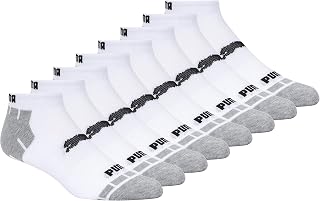 PUMA Men's Low Cut Athletic Socks 8-Pack - No-Show with Arch Support & Cushioned Footbed for Sports